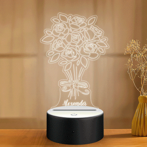 3D Flower Name Night Light