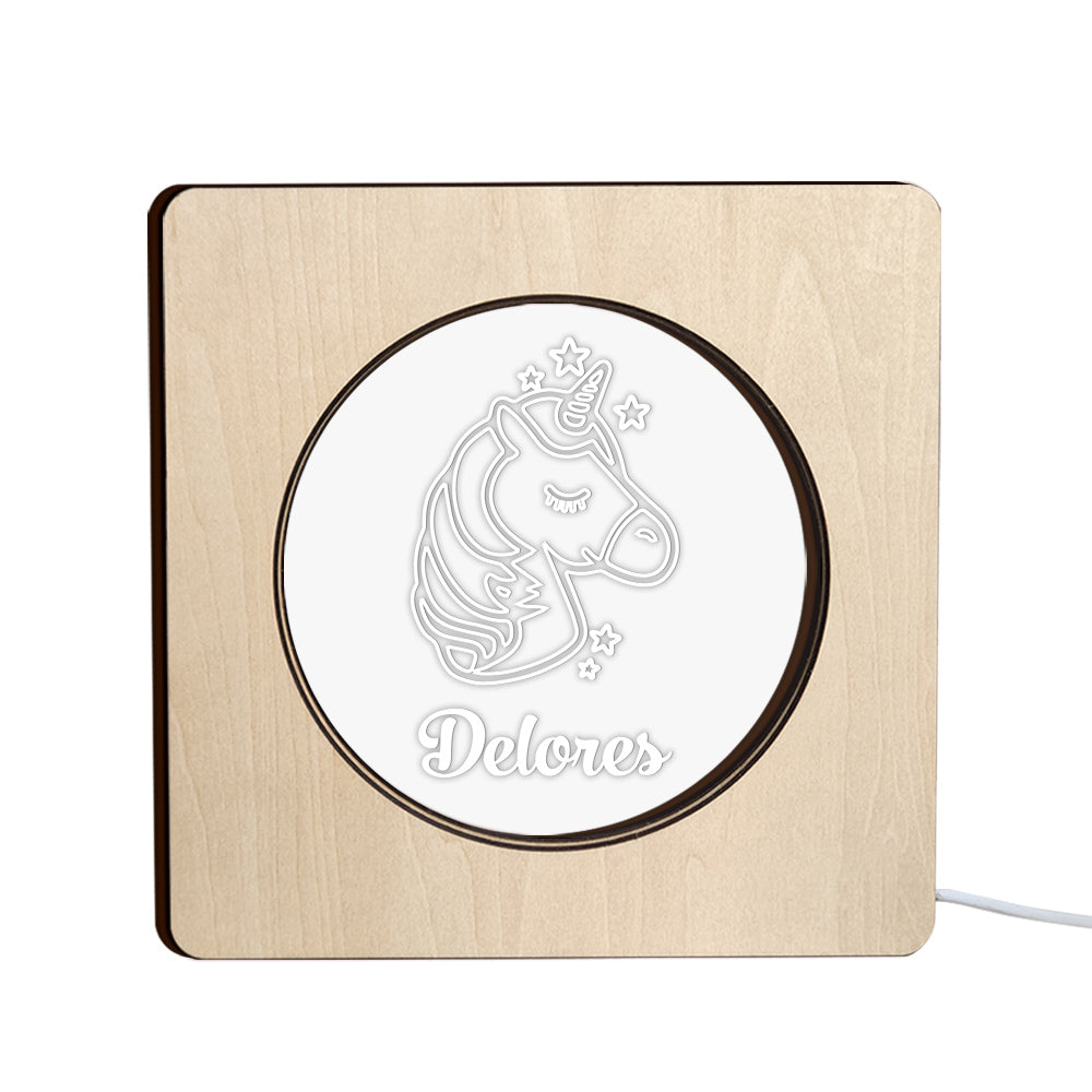 Unicorn Wooden Frame Night Light